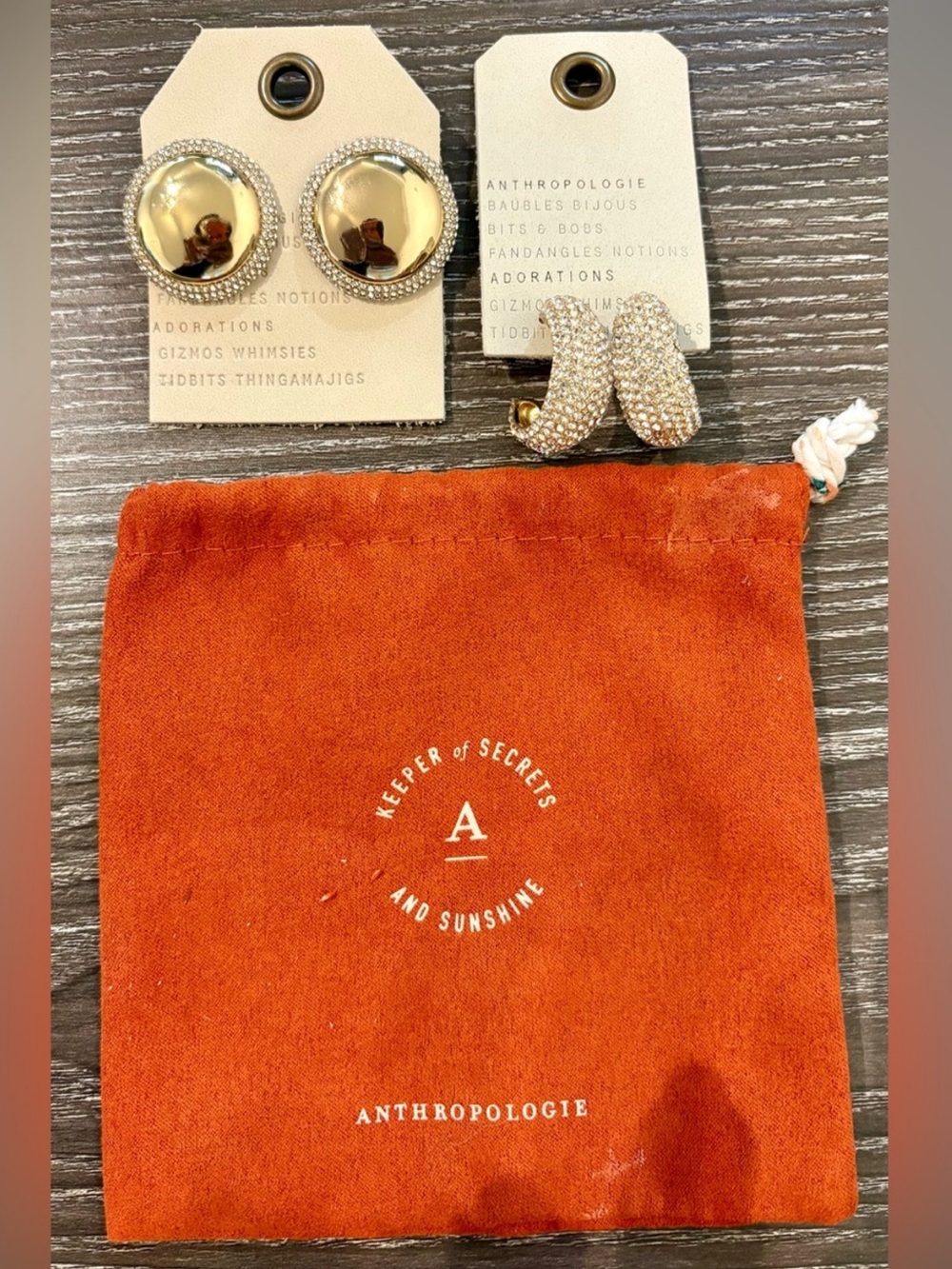2 Anthropologie Pave Earrings. NEW